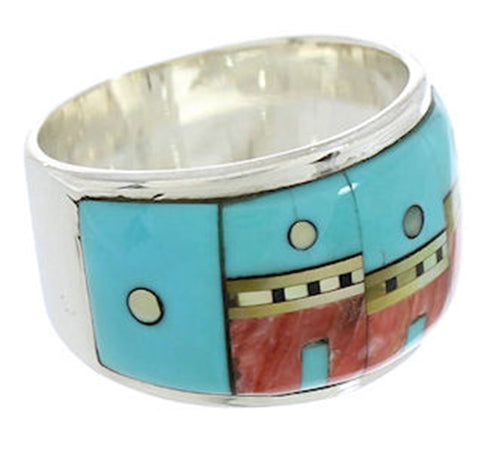 Native American Village Design Multicolor Ring Size 7-1/4 YS73144